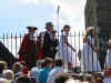 The Mayoress dances with Harding on the Knill Monument, Worvas Hill, St. Ives, Cornwall