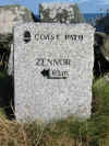 The Coastpath marker to Zennor on Man's Head, St. Ives, Cornwall